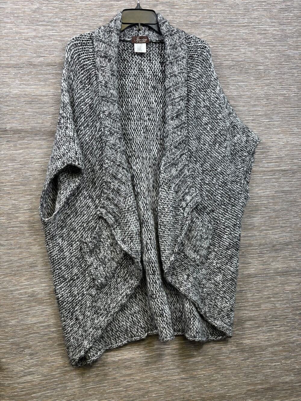 Iperico Cardigan Sweater Womens One Size Gray Chunky Knit Open Front Pockets